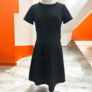 LOFT Black Glitter Knit Fit & Flare Dress Sz 6‎ Short Party Sparkly Holiday Chic